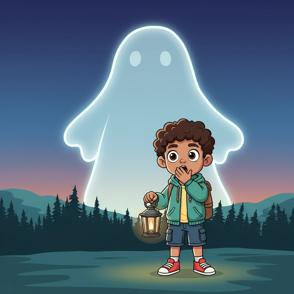 Suddenly, near the dark line of trees, Yaseen's eyes grew wide as saucers. He saw a gigantic, ghostly white shape rising into the twilight air! It was enormous, much bigger than anything he'd ever seen.