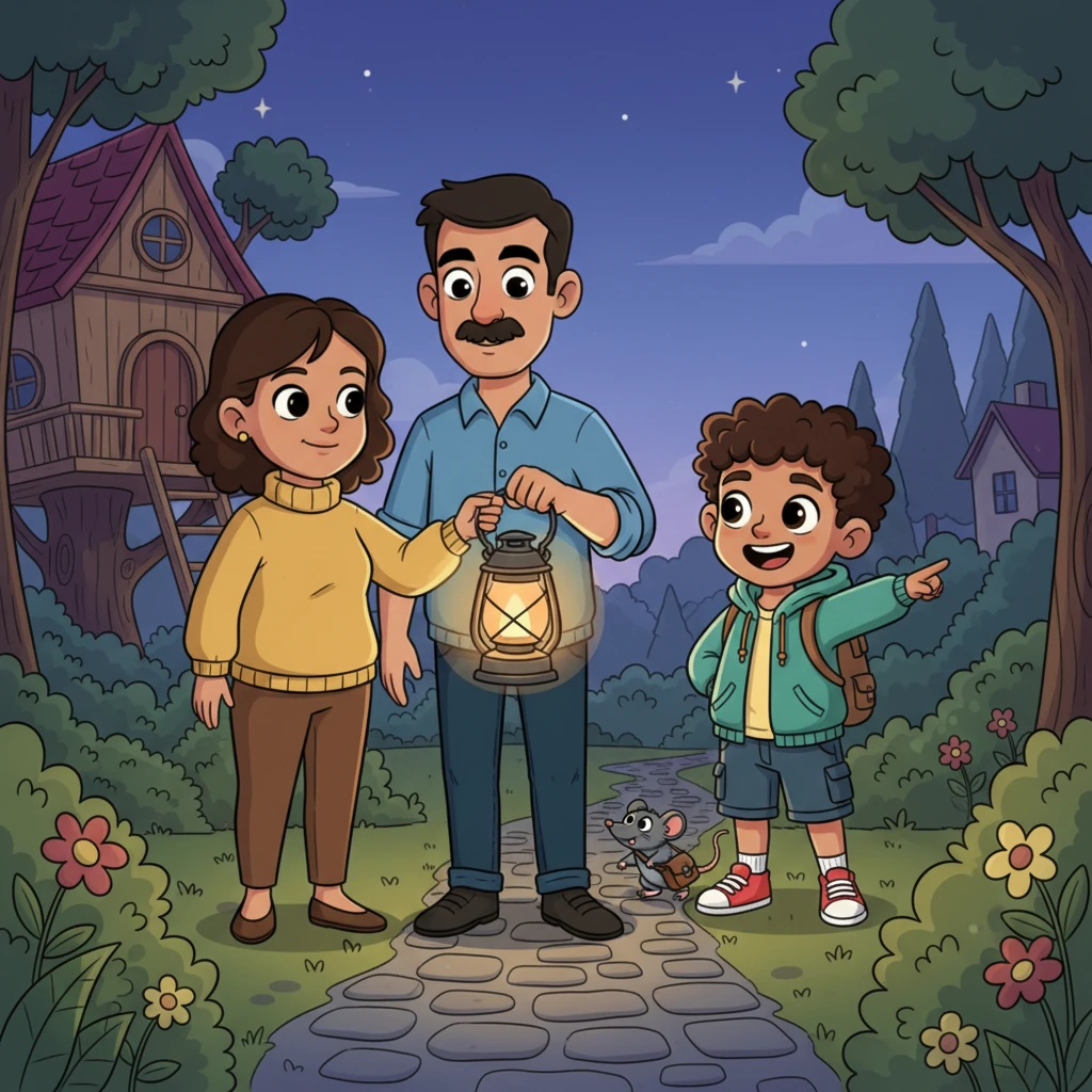 "Some silly sisters have been frightening you!" his mother declared, handing a bright lantern to Yaseen's father. "Light this, and it’ll drive your 'dragon' away!" So, the whole family, including a tiny, curious rat, set off to investigate.