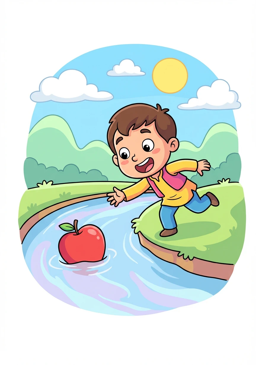 راستے میں اسے ایک نہر نظر آئی جس میں ایک بڑا سا لال سیب تیر رہا تھا۔ یوسف نے سوچا کہ شاید اللہ نے اس کی بھوک مٹانے کا انتظام کر دیا ہے۔