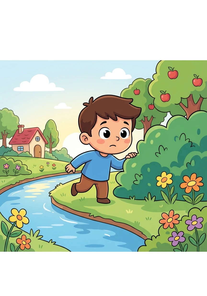 بالآخر اسے ایک باغ نظر آیا جو نہر کے کنارے واقع تھا۔ اس نے باغ میں داخل ہو کر سیب کے مالک کو تلاش کرنا شروع کر دیا۔