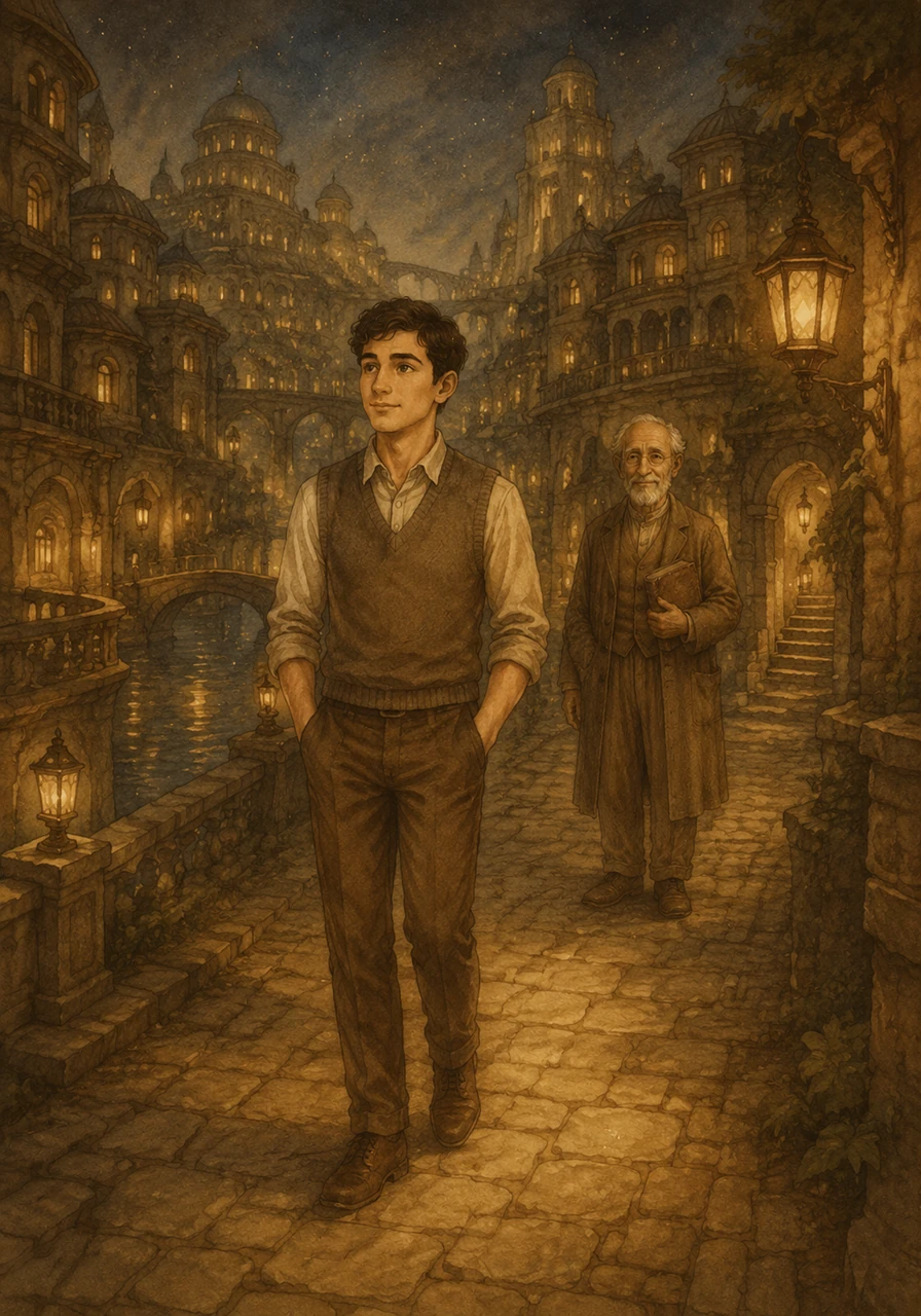 In a place that exists on no map, there is a city called Aurelia that is unlike any other in the world. It is a place that never truly sleeps, except for the moments it pauses to remember its own history. Adam, a quiet librarian, walks these streets every night, sensing that the very stones around him are alive with secrets.