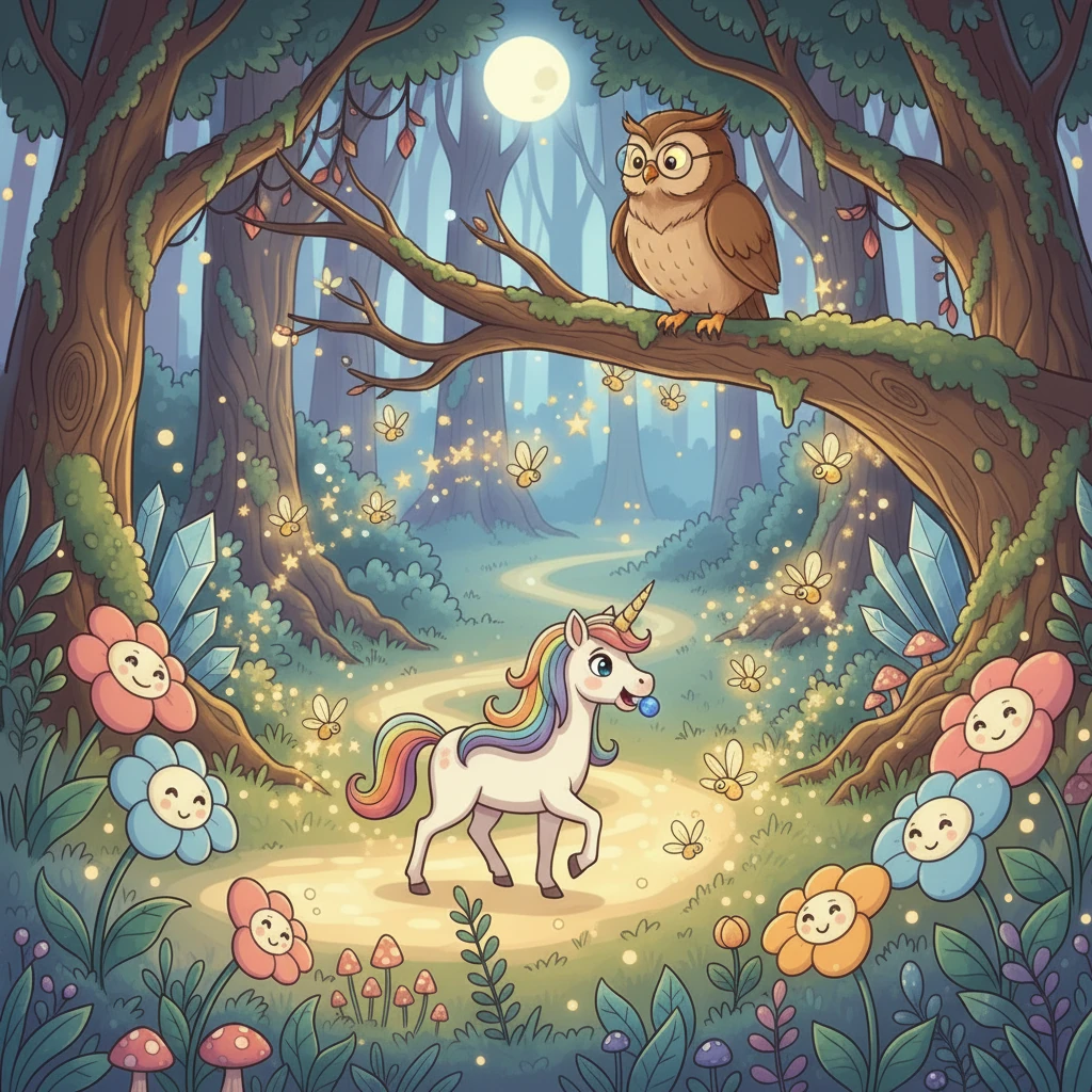 Luminosa, con un sorriso, accettò la bacca. In quel momento, sentì una voce che la chiamava: era un vecchio saggio gufo, seduto su un ramo. Le disse che doveva trovare il Cuore del Bosco.