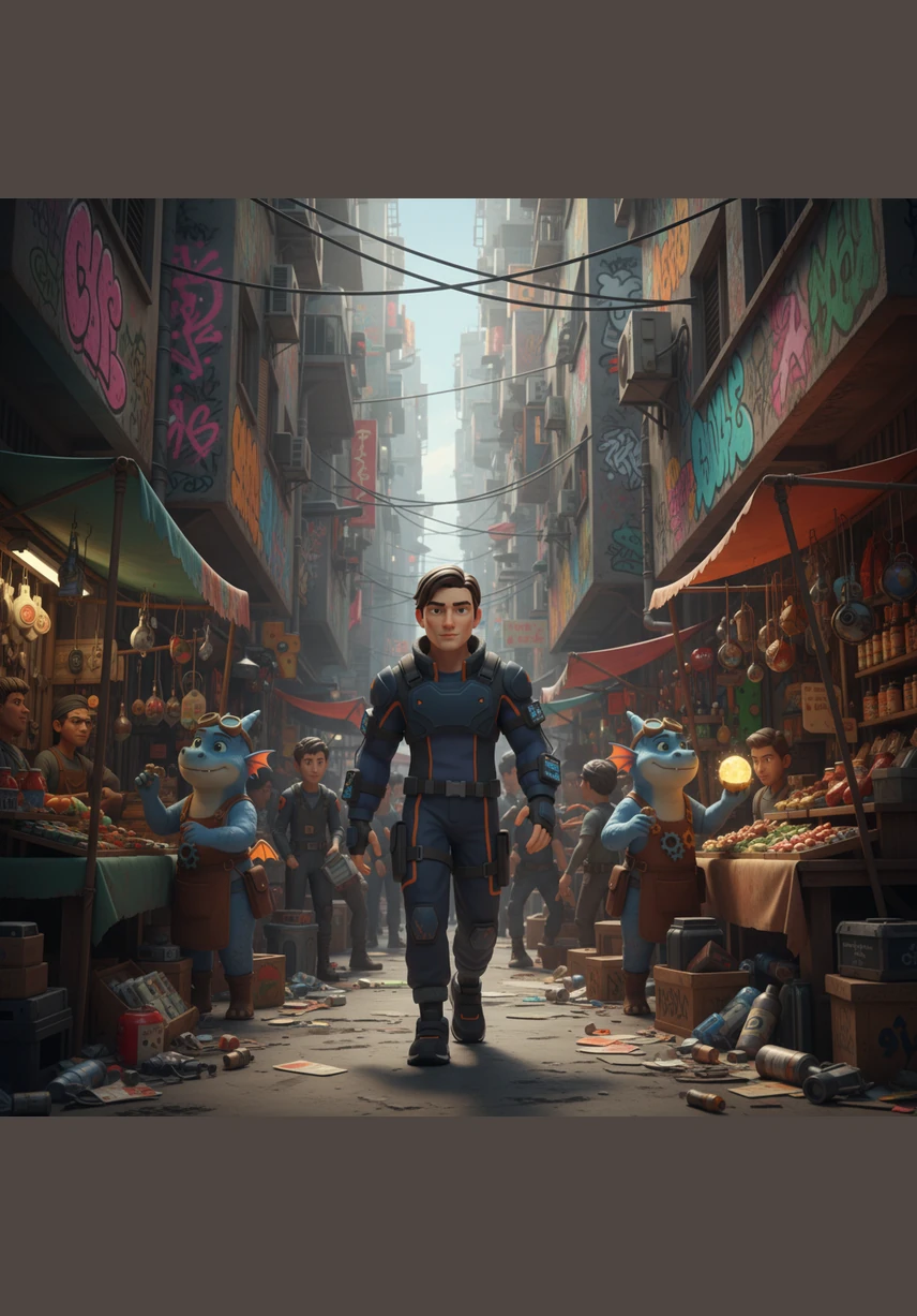 The crowded urban sprawl of South Virelia offers a stark contrast, filled with narrow alleys and vibrant graffiti-covered buildings. Jaxen walks through informal markets where street vendors shout over the noise of the city's dense population. Here, reputation is the only currency that matters, and every alleyway holds the potential for a new alliance or a deadly ambush.