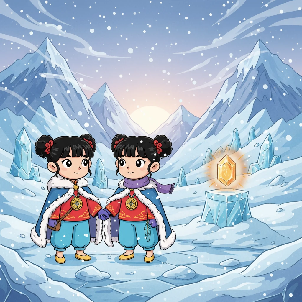 接着，小雨和彩虹来到了一个冰雪覆盖的山谷。在那里，她们要克服寒冷和恐惧，才能找到第二颗勇气之石。她们互相鼓励，最终战胜了困难。