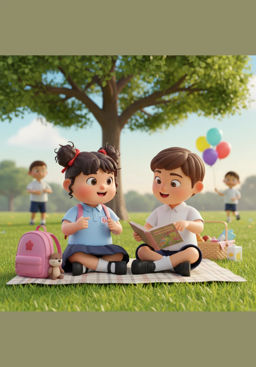 The two friends sit together at the canteen table, chatting and laughing as they enjoy their sandwiches side by side. The once lonely corner is now filled with the light of a new friendship and the joy of sharing.