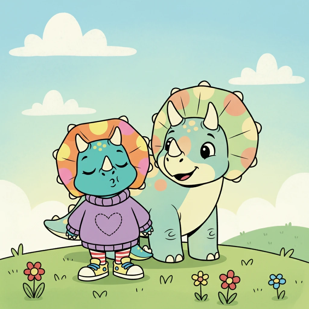 Mama Triceratops showed Trix how to breathe deeply. In...and out...slowly. Trix closed her eyes and took a big, calming breath.