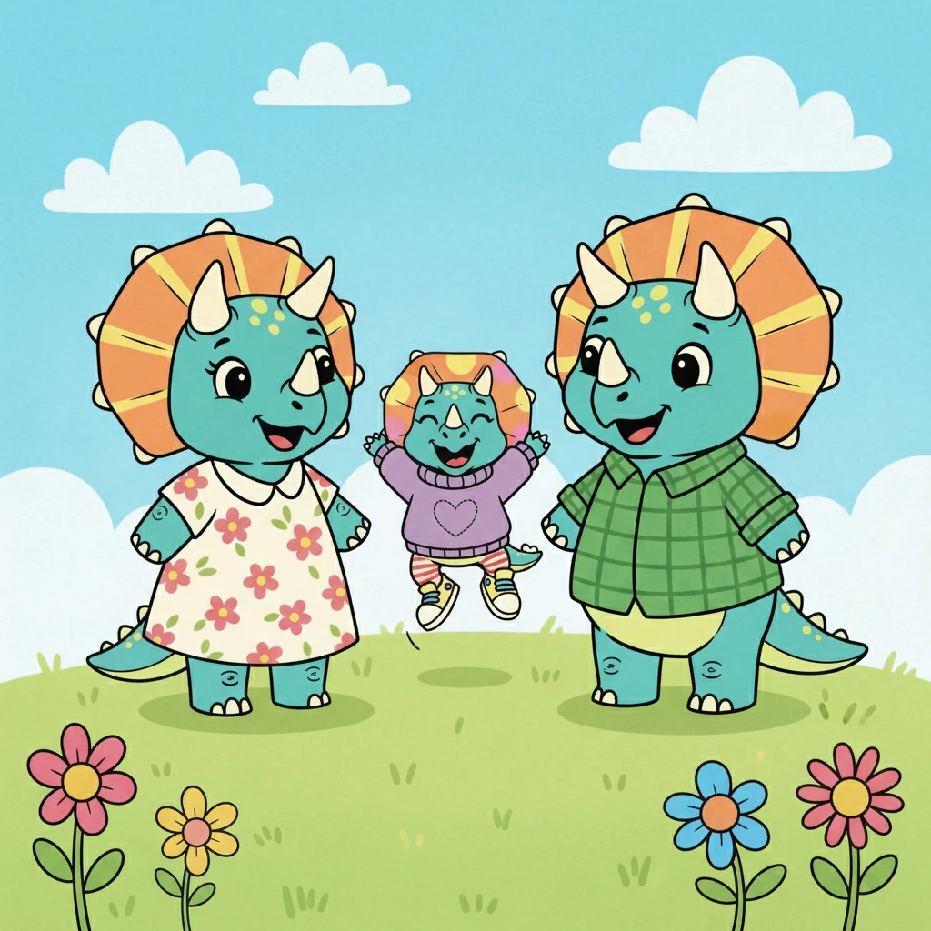 A final page showed Mama and Papa Triceratops smiling. A note explained to caregivers that all feelings are welcome and how important it is to help children understand their emotions.