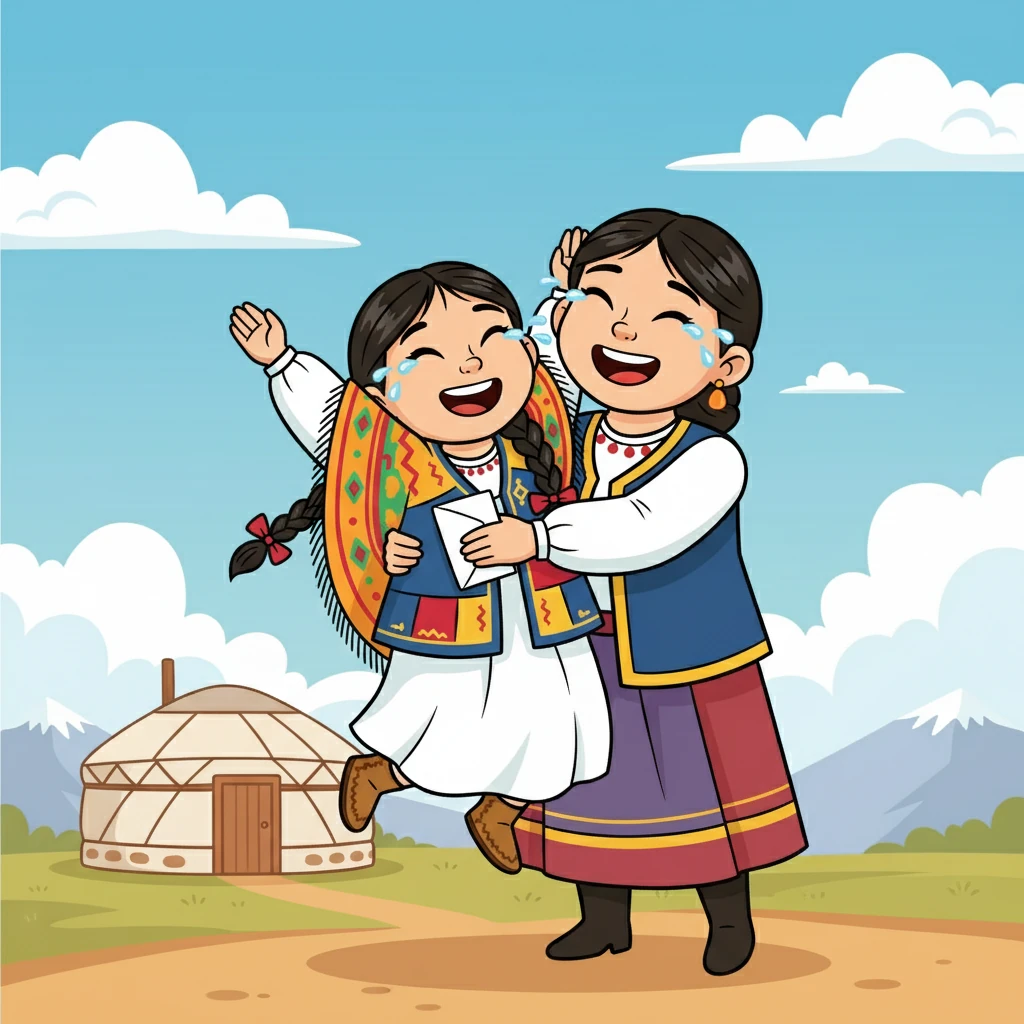 Күндердің бірінде Айгүлдің ауылына хат келді, әкесінен. Хатта оның сағынғаны және жақында оралатыны жазылған еді. Айгүл мен анасы қуаныштан жылап жіберді.