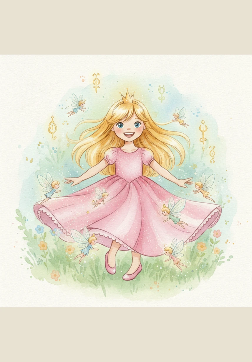 Shimmering pixies and tiny fairies with iridescent wings fluttered around Sophia’s head, giggling like silver bells. They sprinkled a bit of stardust on her dress, making it sparkle even brighter than before.