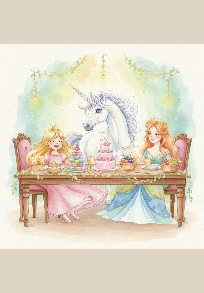 They led her to a grand table decorated with ribbons, where giant cupcakes and fluffy muffins were piled high. Each treat was topped with swirling frosting and colorful sprinkles that tasted like pure happiness.