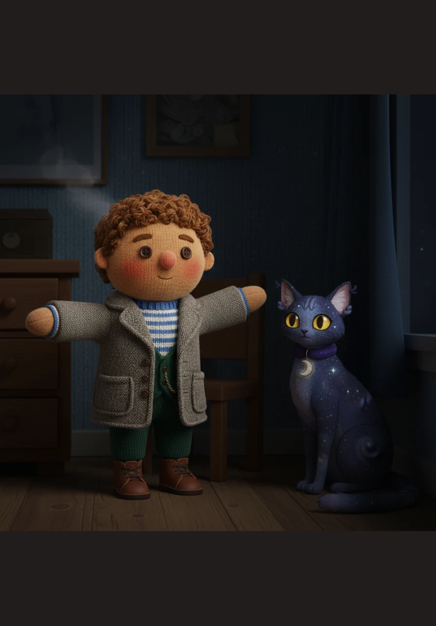 As he reaches out to silence the noise, he notices his cat, Orion, sitting perfectly still in the shadows of the corner. The cat’s golden eyes are wide and unblinking, watching Arthur’s every move with an unsettling intensity that feels far too intelligent for an animal.