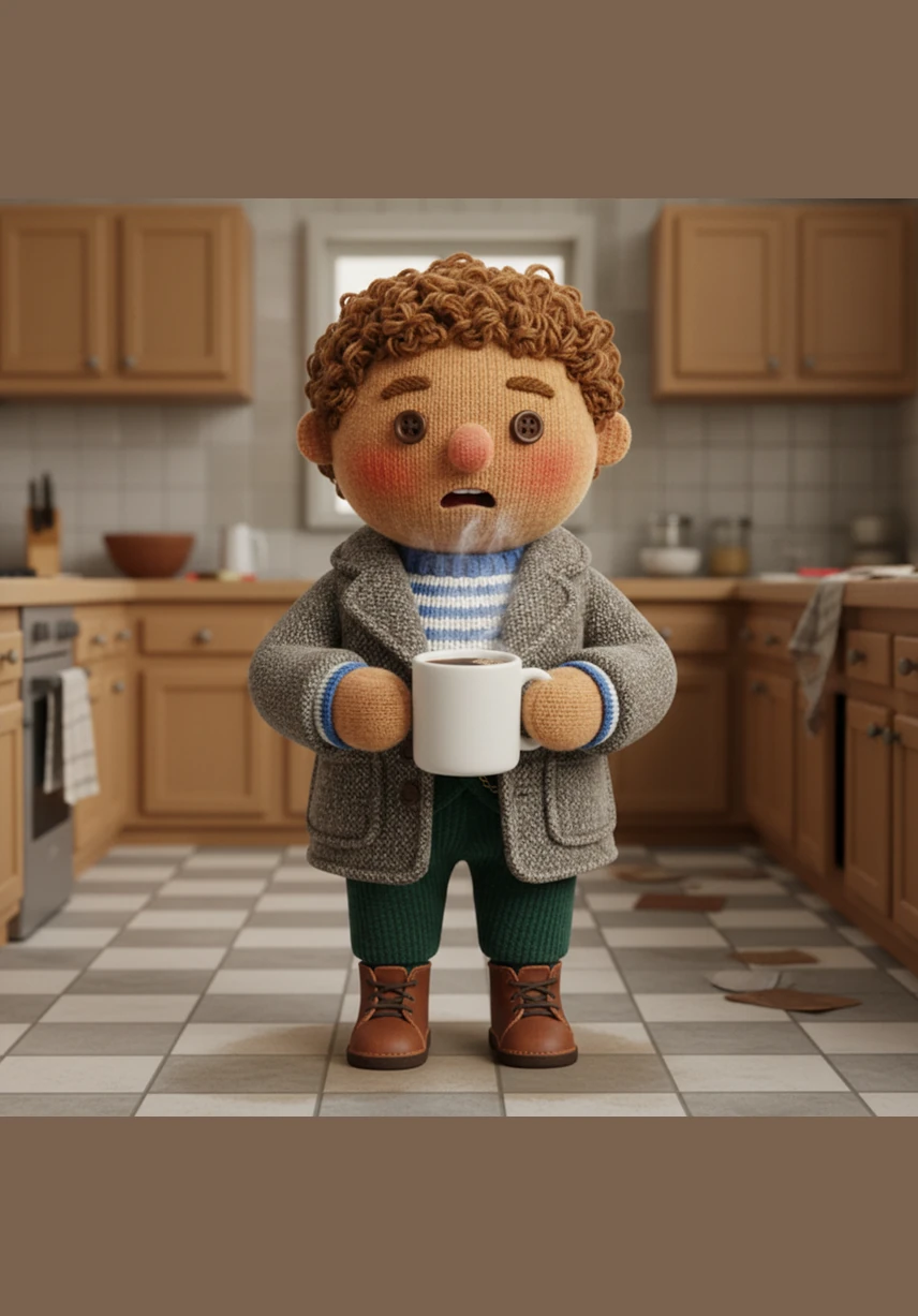 Arthur blinks, and the coffee is suddenly back in the mug, steaming as if it had never been moved. He stares at the dry floor and his steady hands, his heart racing against the heavy silence of the kitchen as he questions his own sanity.
