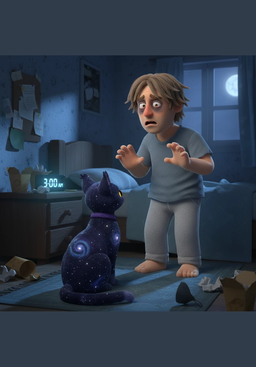 "It's you," Arthur whispers, his voice trembling as he backs away from the small, furry creature sitting on the table. Orion steps forward into the light, and the very air around him seems to hum with a heavy, magnetic energy that makes the hair on Arthur's neck stand up.