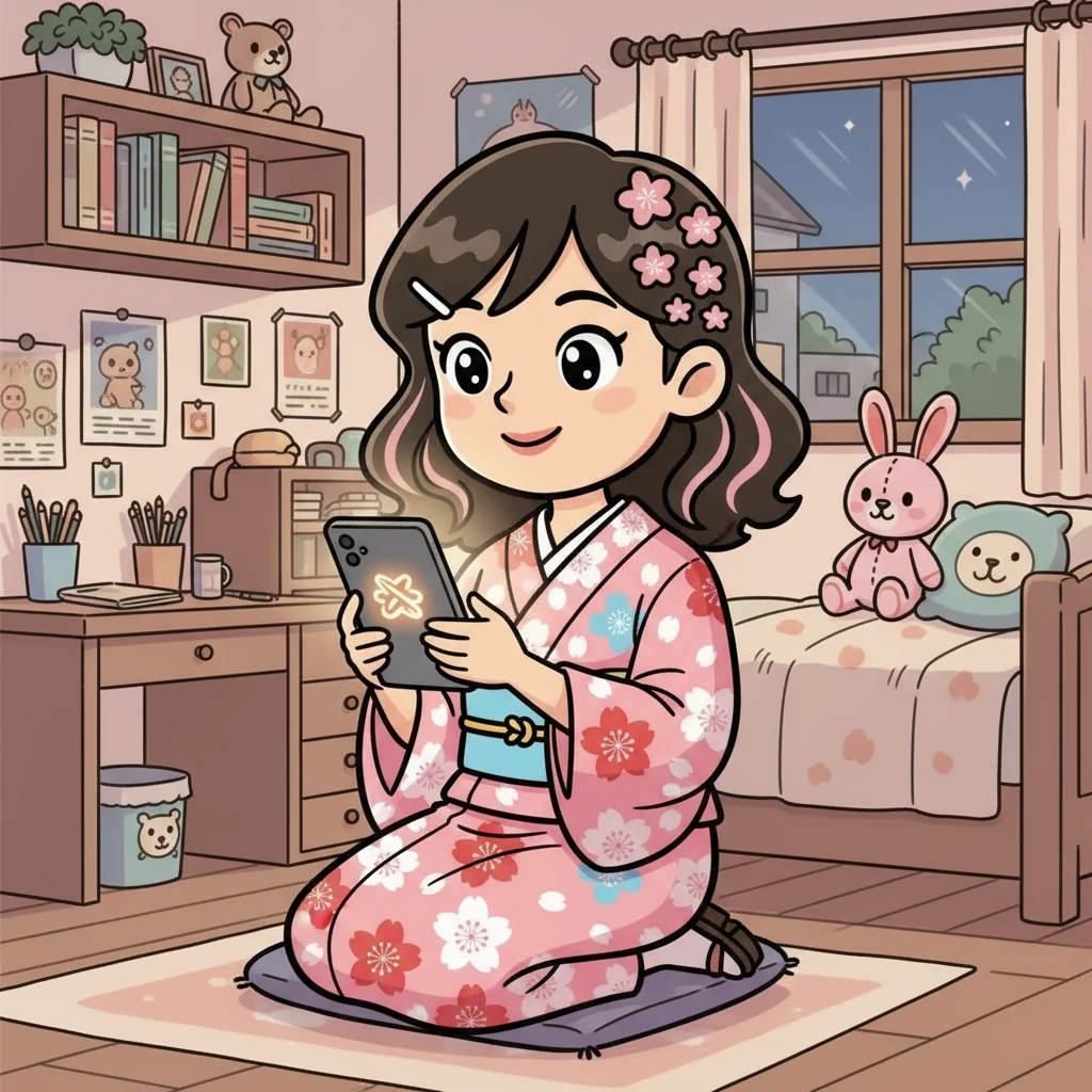 自宅の部屋で、美咲はスマートフォンを開き、「ヨイトキ」のアプリを起動した。画面には、暖かく光るロゴが映し出されている。ヨイトキで、新しい出会いを見つけてみませんか？
