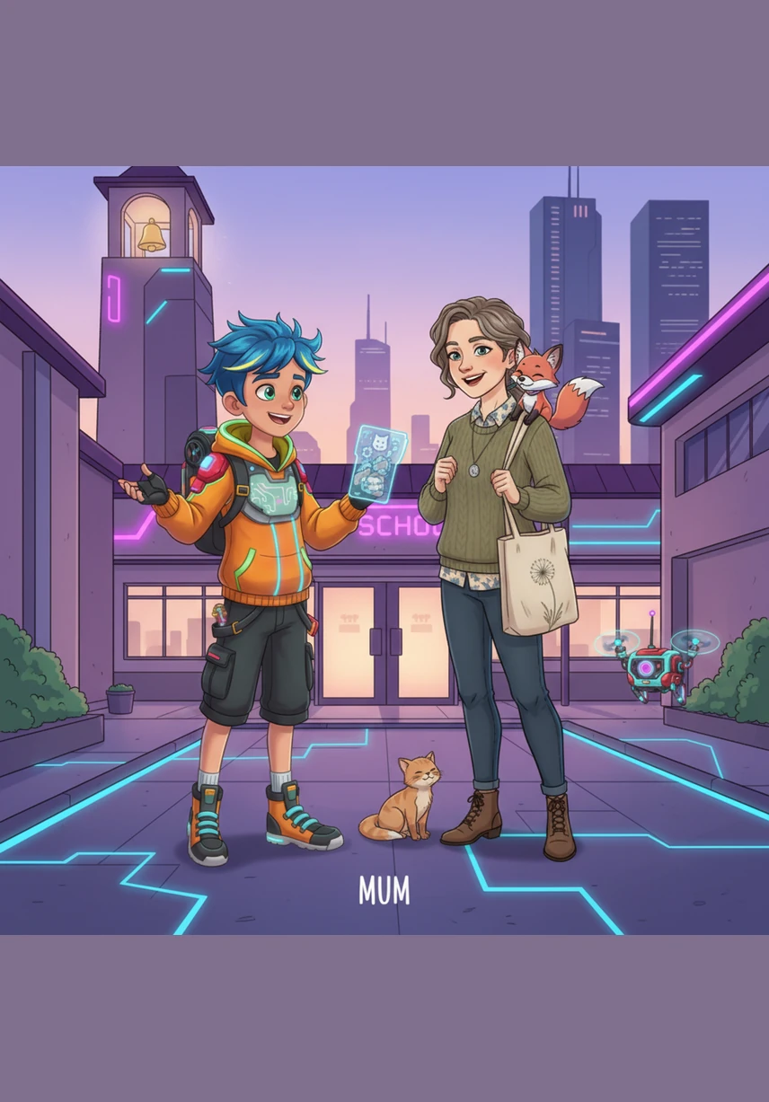 When the bell rings, Mum is there to meet him with a big smile. Rory tells her all about his day and his magic map. He is ready to come back for more fun tomorrow.