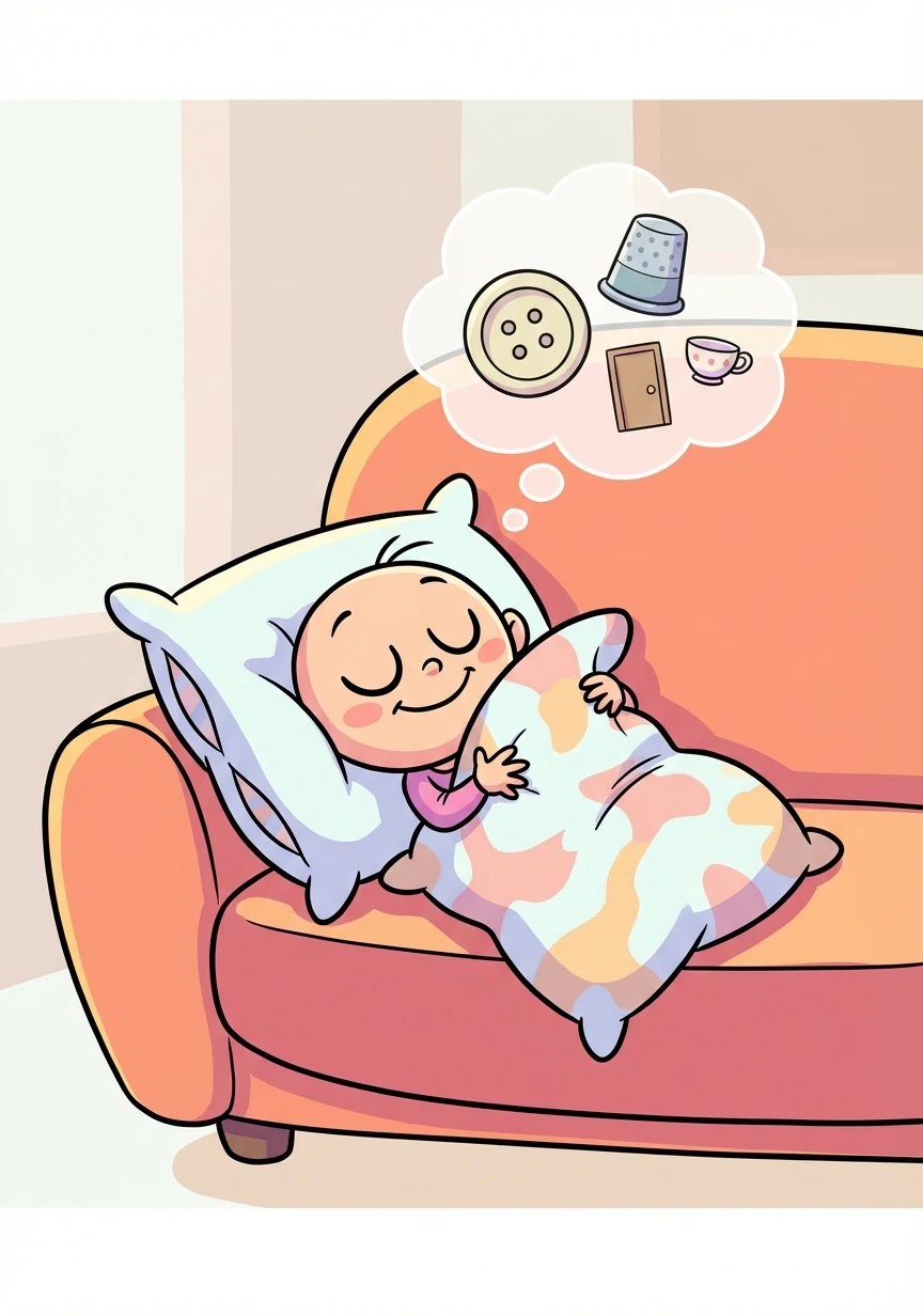 Lily, now a small child again, curls up in a corner of the giant couch, using a pillow as a blanket, and drifts off to sleep, dreaming of her strange and shrinking day.