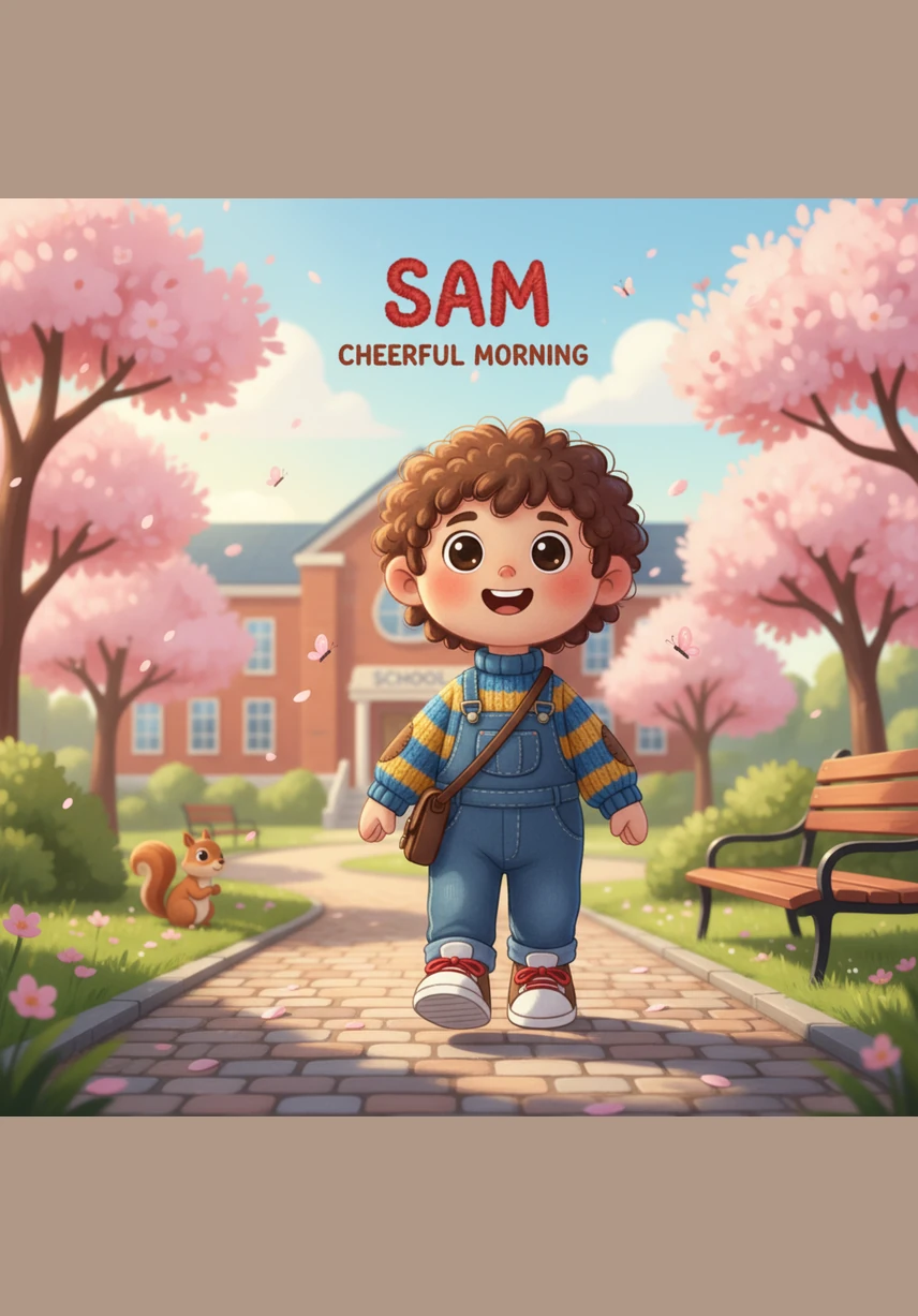 Sam walks to school with a big smile. His backpack feels very heavy on his shoulders. He is excited for his favorite lunch today.