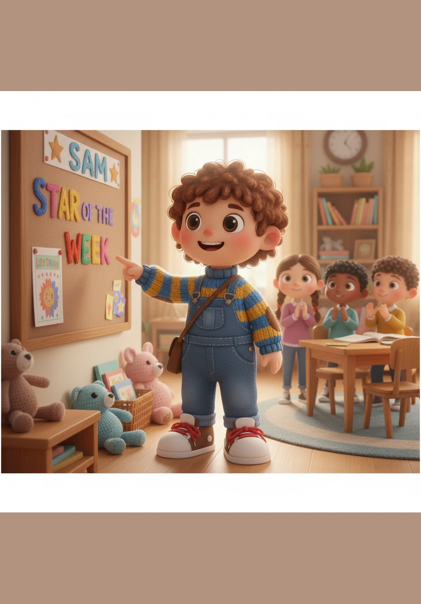 Sam gets to his classroom and finds his cubby. He hangs his backpack on the silver hook. He does not see that one zipper is halfway open.