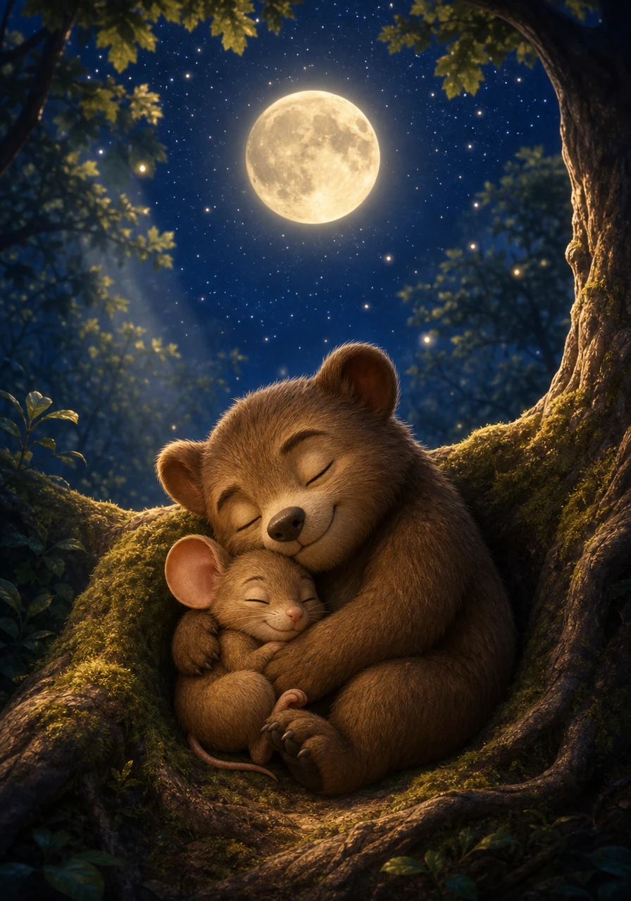 As they stepped out into the beautiful moonlight, Bramble realized that the dark wasn't so terrifying when you carried love and courage inside you. Safe and sound, the two friends curled up together beneath the stars, knowing that no darkness could ever dim the light of their friendship.
