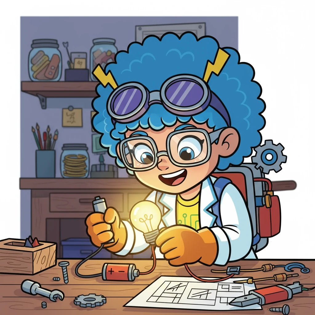 Electra started with a simple circuit. She carefully connected a battery, a wire, and a small lightbulb. As she completed the circuit, the bulb glowed brightly, illuminating her face with wonder. She understood the flow of electrons!