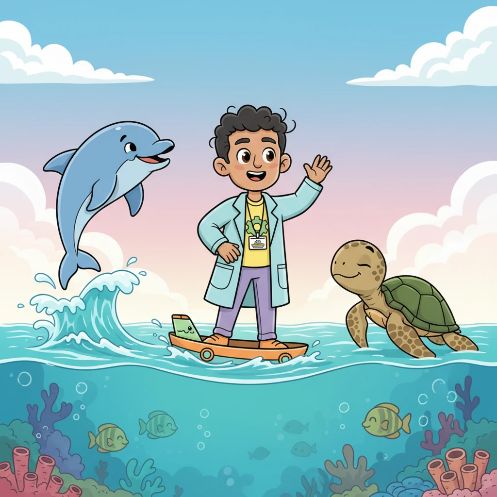 As Captain Aqua gracefully glided along, a playful dolphin leaped from the waves, giving a happy squeak of thanks. A wise old sea turtle slowly swam by, nodding its head in appreciation for the clean habitat. Captain Aqua felt a warm glow, knowing his efforts made a big difference.