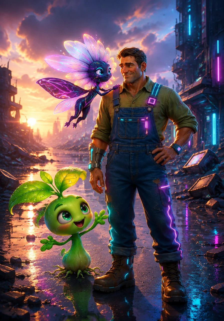 When the storm passed and the morning sky cleared, Sunny was proud to find himself still standing tall and unharmed. A beautiful butterfly named Bella fluttered down to visit, comforting him by explaining that flowers bloom simply to do their best, not to compete with others.