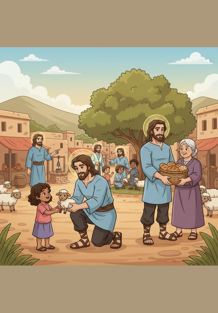 Jesus grew taller and stronger each day, spending his time helping others and spreading kindness in his small town. He lived a quiet life of service, but in his heart, he knew a great change was coming.