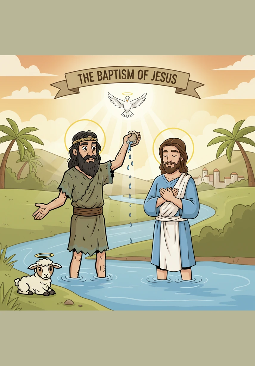 John led the people into the cool river water, baptizing them one by one as they promised to live better lives. The air was filled with the sound of splashing water and the prayers of those seeking a fresh start.