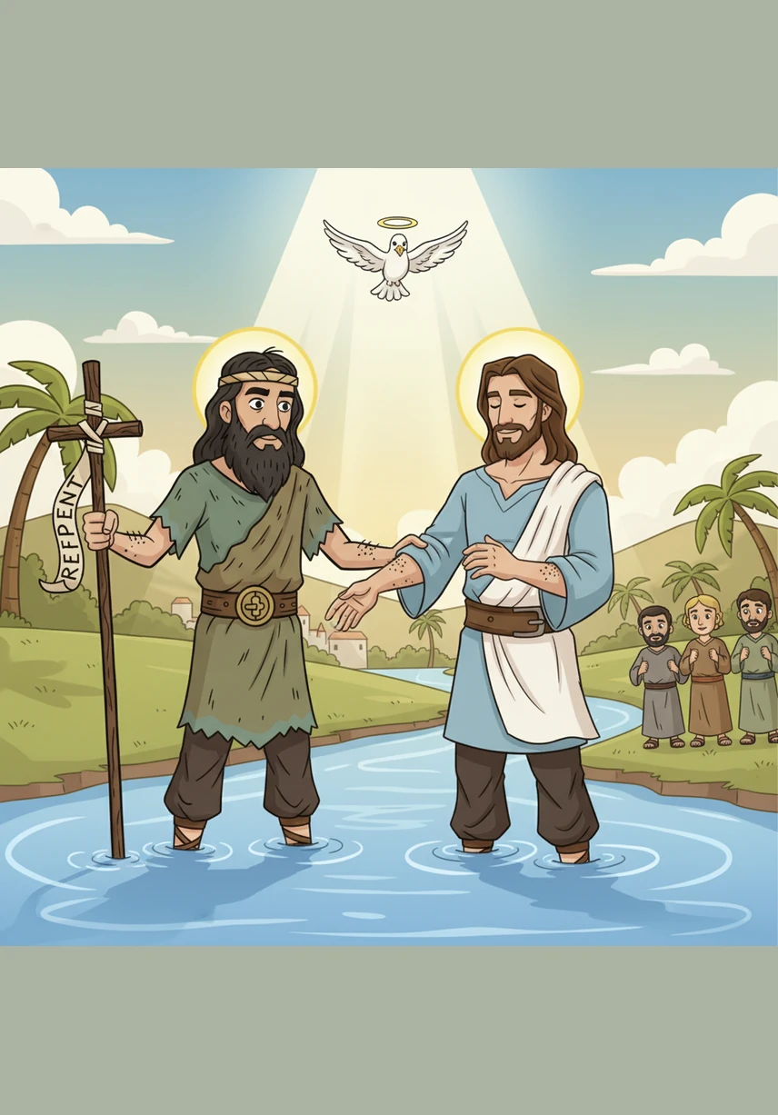 When John looked up and saw Jesus, he stopped what he was doing and stood perfectly still in the water. He realized in an instant that this was the special person he had been telling everyone about.