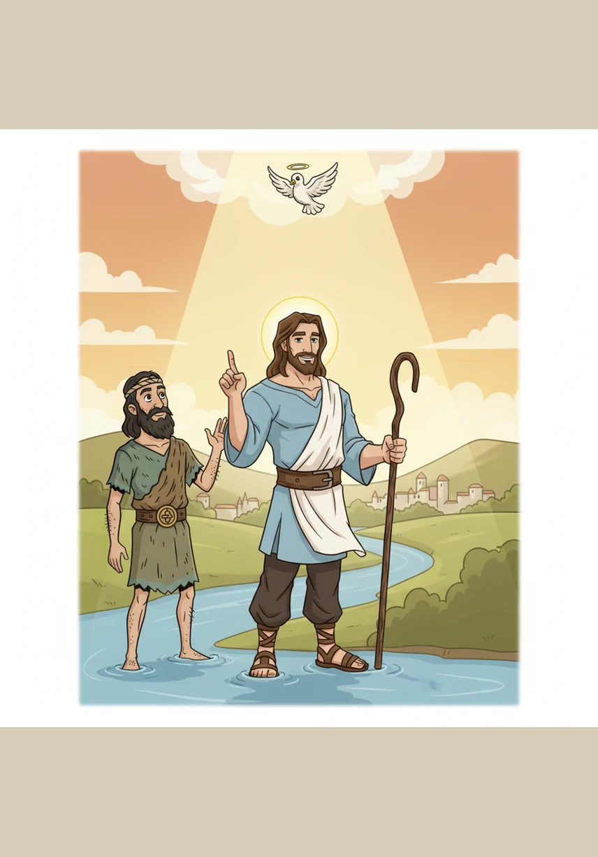 A powerful and loving voice echoed from the sky, declaring Jesus as the beloved Son who brought great joy to God. From that day on, Jesus was ready to step out from his quiet life and begin his great mission on earth.