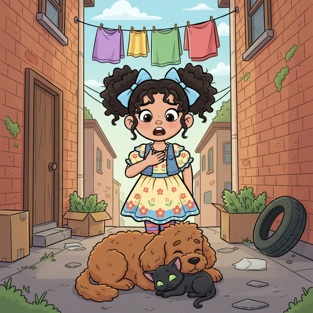 Preocupada por Coffee, Estrella salió a buscarlo. Lo encontró en el callejón, acurrucado junto al pequeño gatito. El corazón de Estrella dio un vuelco al ver la escena: su perro, tan cariñoso, consolando a la criatura que ella había abandonado. La culpa la invadió por completo.