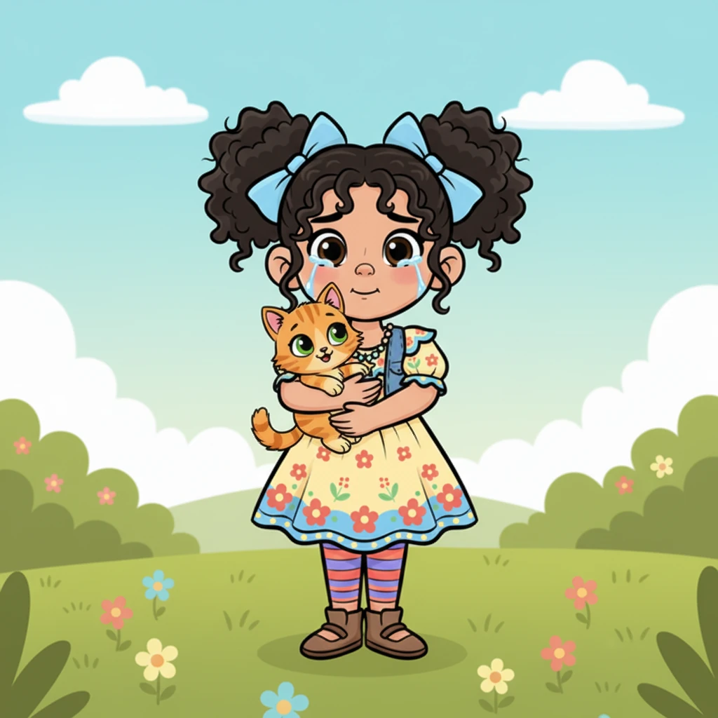 Con lágrimas en los ojos, Estrella se acercó lentamente. Cogió al gatito con ternura, sintiendo su pequeño corazón latir. Se disculpó con él y lo abrazó fuerte, prometiendo que nunca más lo dejaría solo. Coffee movía la cola feliz, orgulloso de su amiga.