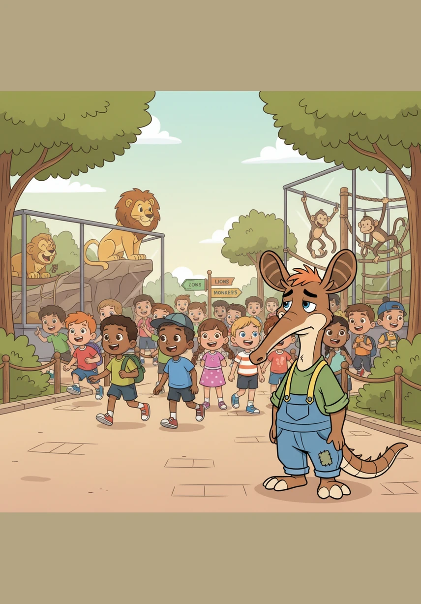 The zoo is a whirlwind of excitement, filled with the sounds of children laughing as they rush toward the majestic lions and playful monkeys. Everyone is eager to see the famous animals, leaving the quieter corners of the park behind while they crowd around the most popular exhibits.