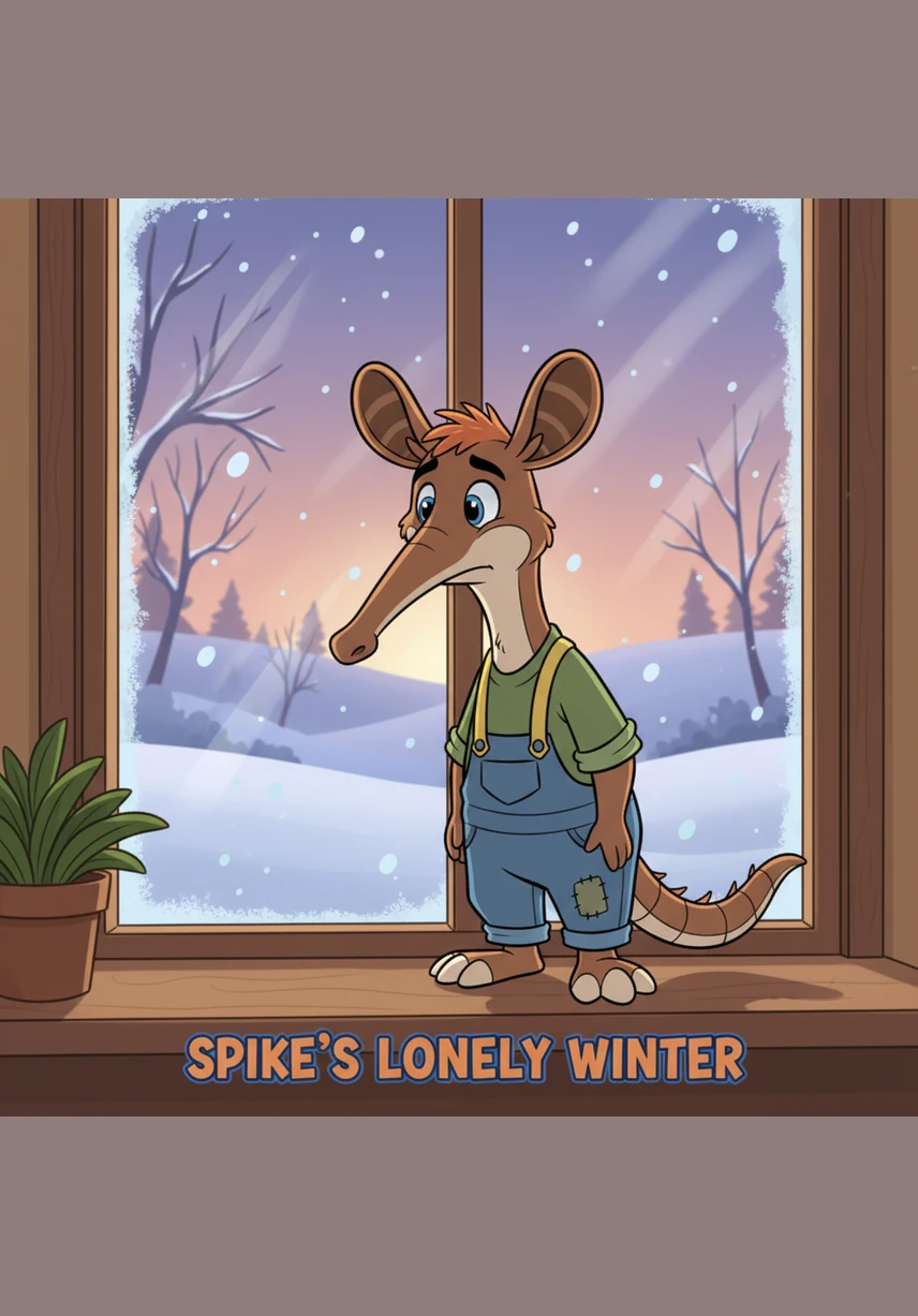 Spike looks at his reflection in a small puddle and sighs, wishing he had a mighty mane or a long tail for swinging. He tries his best to let out a powerful roar like a lion to get some attention, but only a tiny, squeaky sound comes out of his long snout.