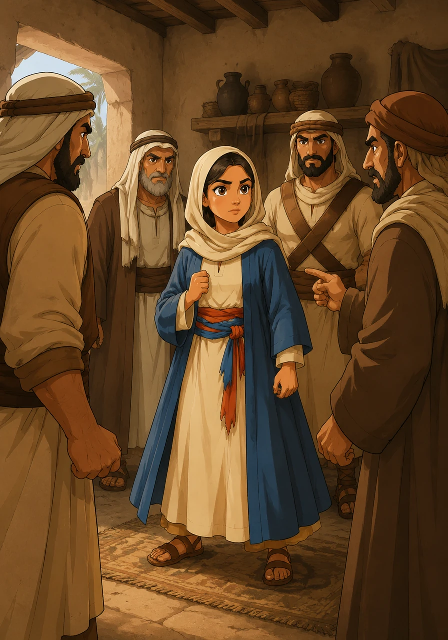 بعد رحيل النبي ﷺ ووالدها، واجهت أسماء المشركين الذين اقتحموا بيتها لمعرفة مكان المهاجرين. وقفت الفتاة الشجاعة أمامهم بثبات كالجبال، ولم تبح بالسر أبدًا رغم التهديد، ضاربةً أروع الأمثلة في حفظ الأمانة والولاء.