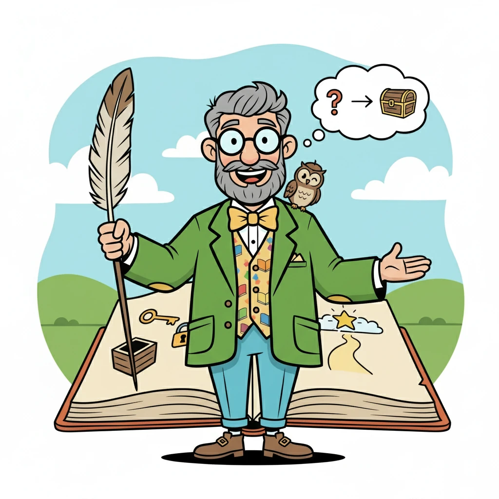 Cristofer raised his hand. "Is a metaphor like a riddle?" he asked. Professor Quill smiled. "A good observation! It's like a riddle, but with a hidden meaning that we must discover!"