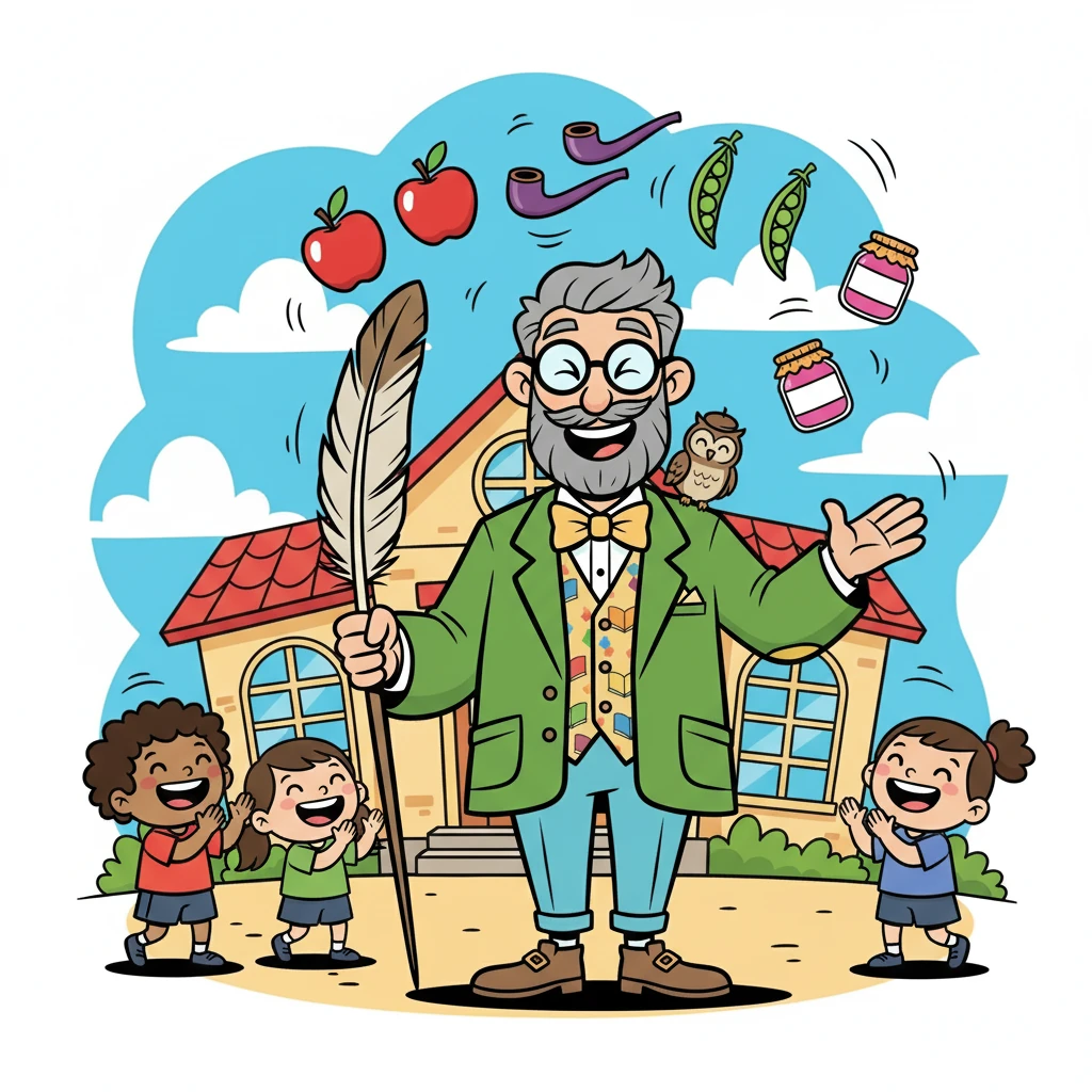 Lester then asked about alliteration. Professor Quill explained, "Alliteration is when we use the same sound at the beginning of words. Think of 'Peter Piper picked a peck of pickled peppers'!" The class giggled.