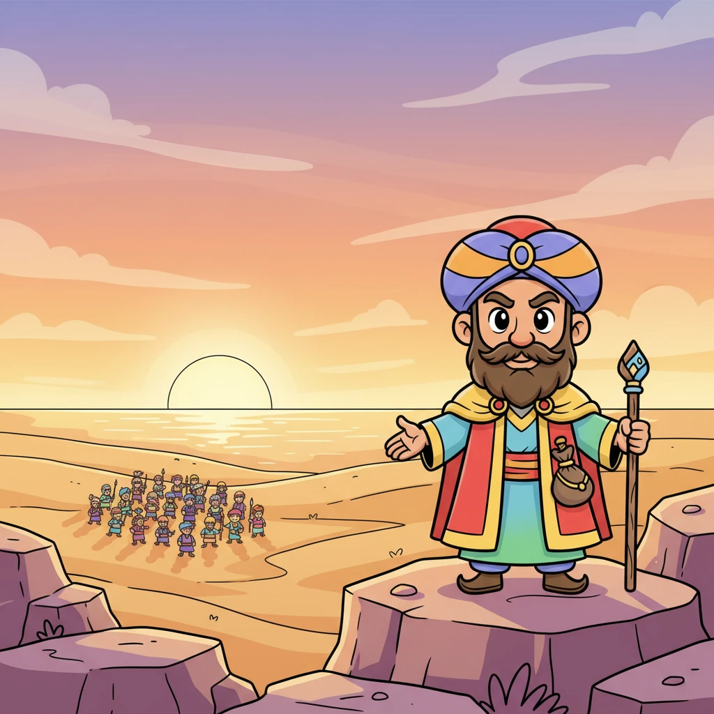 As the sun began to dip, the vast army paused their trek. They looked out towards a distant, shimmering horizon, their resolve as strong as the ancient rocks around them. The silence was filled with anticipation for the challenges ahead.