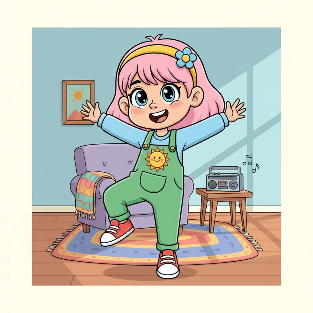 Nel tempo libero, mi piace tanto ballare. Metto la mia musica preferita e ballo in salotto. È il mio modo di divertirmi.