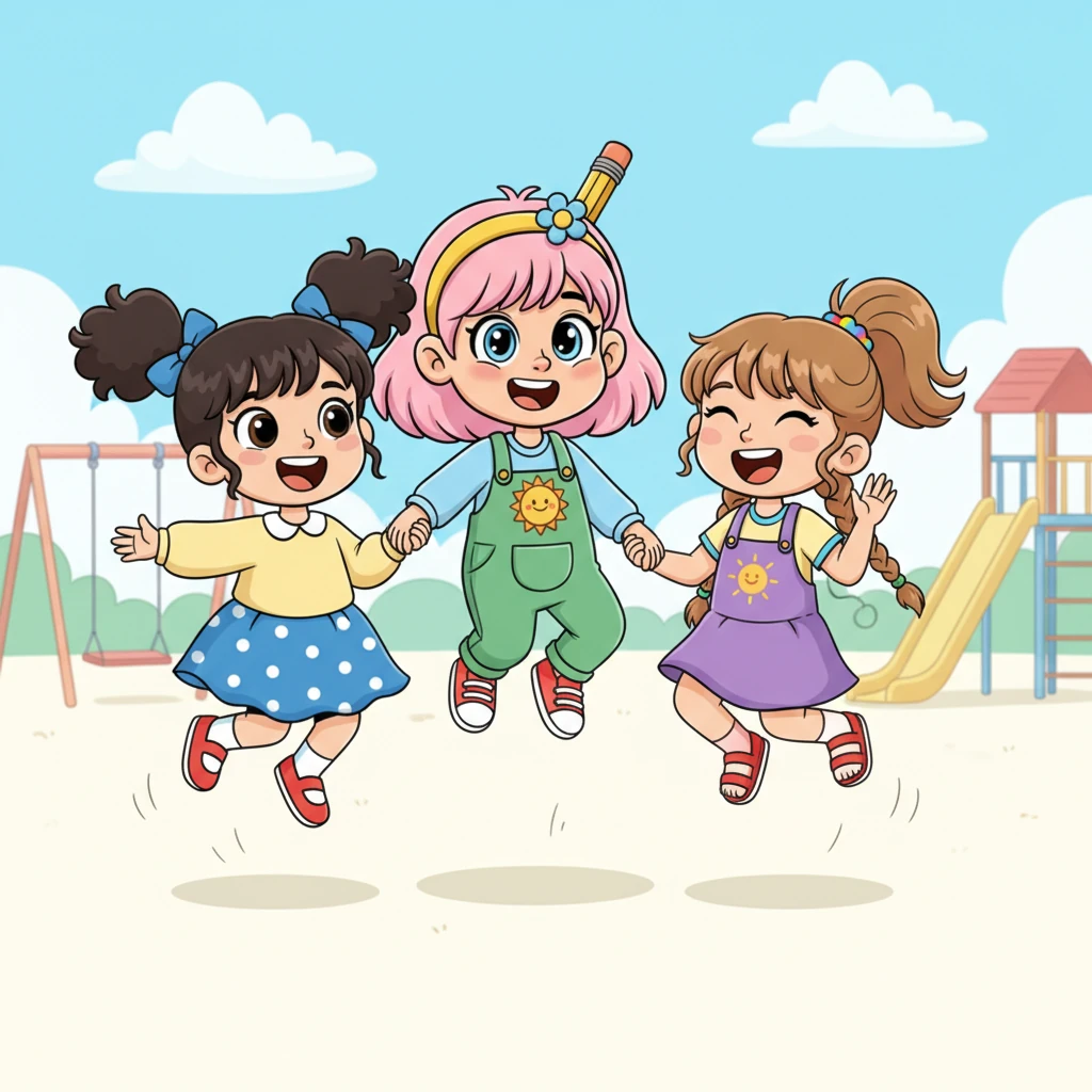 A scuola, le mie amiche del cuore sono Francesca, Sarah e Zeynep. Ci divertiamo sempre un mondo insieme. Ridiamo e giochiamo ogni giorno.