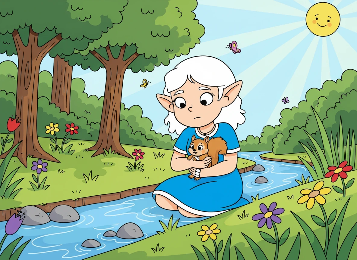 Um dia ensolarado, enquanto Amora brincava perto de um riacho, ela encontrou um pequeno filhote de esquilo machucado. Com muito cuidado, ela o pegou em seus braços e decidiu que precisava ajudá-lo. Amora sabia que precisava encontrar uma erva especial para curá-lo.