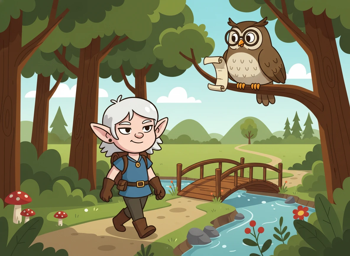 Determinada a salvar o esquilo, Amora partiu em uma jornada pela floresta. Ela caminhou por trilhas sombreadas, atravessou pontes de madeira e escalou pequenas colinas. No caminho, ela encontrou um velho coruja sábia que lhe deu dicas sobre onde encontrar a erva.