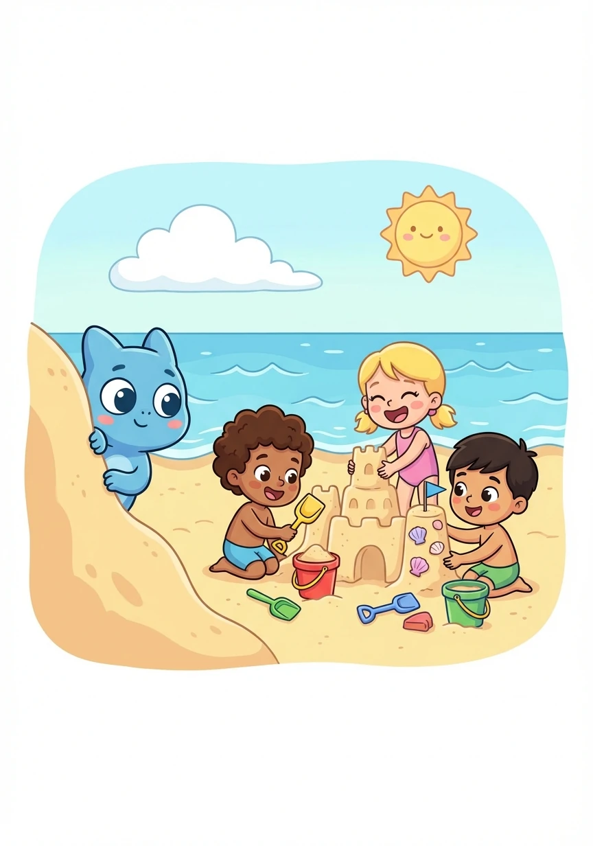 Spirit aperçut des enfants qui construisaient un château de sable. Il ralentit et les observa avec curiosité.