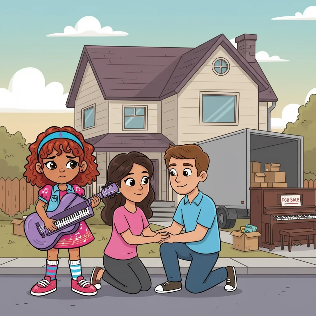 One day, Stefania's family moved to a new town, and she was sad to leave her piano behind. The new house had no room for her beloved instrument. But her parents, seeing her disappointment, promised to find a way for her to continue her lessons.