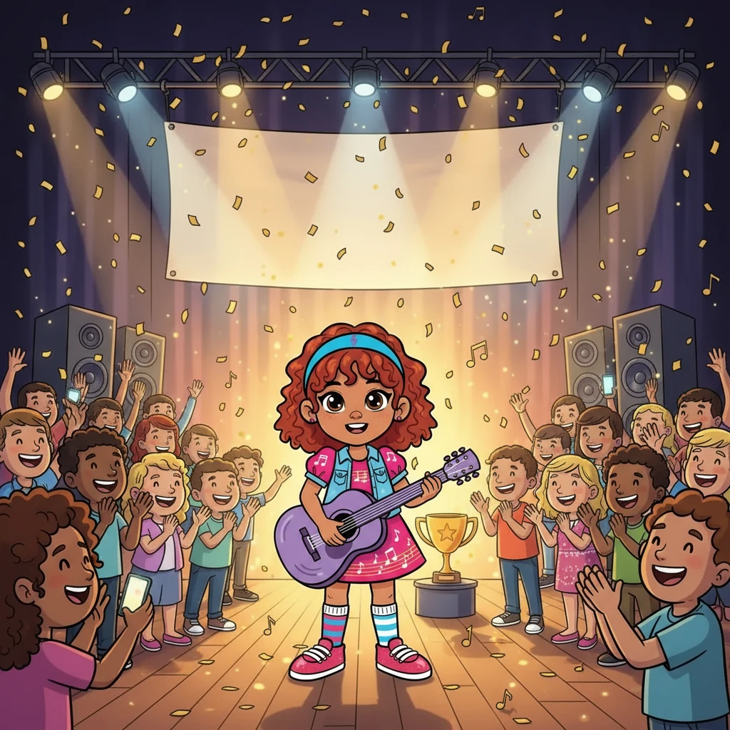 Stefania won the competition! Her dream had come true, and she was on her way to becoming a successful musician. She continued to practice and perform, always remembering the challenges she overcame and the power of her unwavering love for music.
