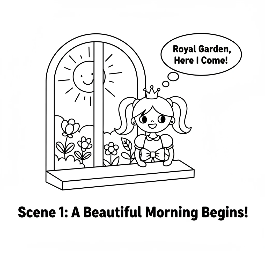 Princess Flora woke up with a big smile, eager for a new day. She looked out her window, excited to see what wonders awaited her in the royal garden.