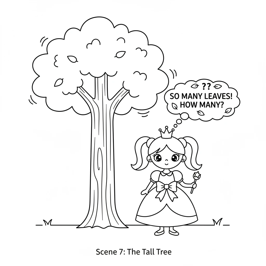 Princess Flora stood next to a tall, majestic green tree. Its trunk was thick and strong, and its leaves rustled gently in the breeze. She wondered ho