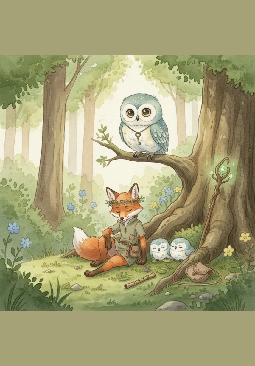 When Leo grew tired and his legs felt heavy, Pip found a bush full of sweet, glowing berries for them to share. They rested together under the shade of a giant fern, waiting until their energy and courage returned.