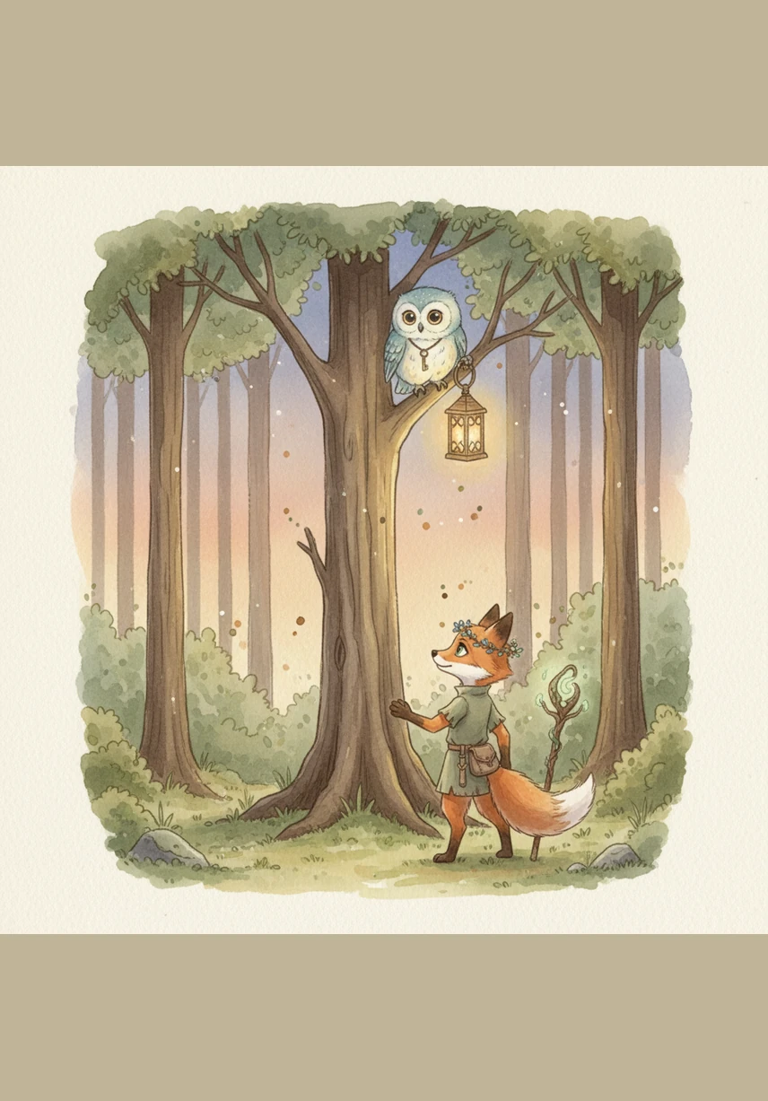 As Pip carefully placed the lantern onto the highest branch, the entire tree erupted into a symphony of golden light. The forest woke up with magic, and the two friends stood in awe of the beauty they had restored together.