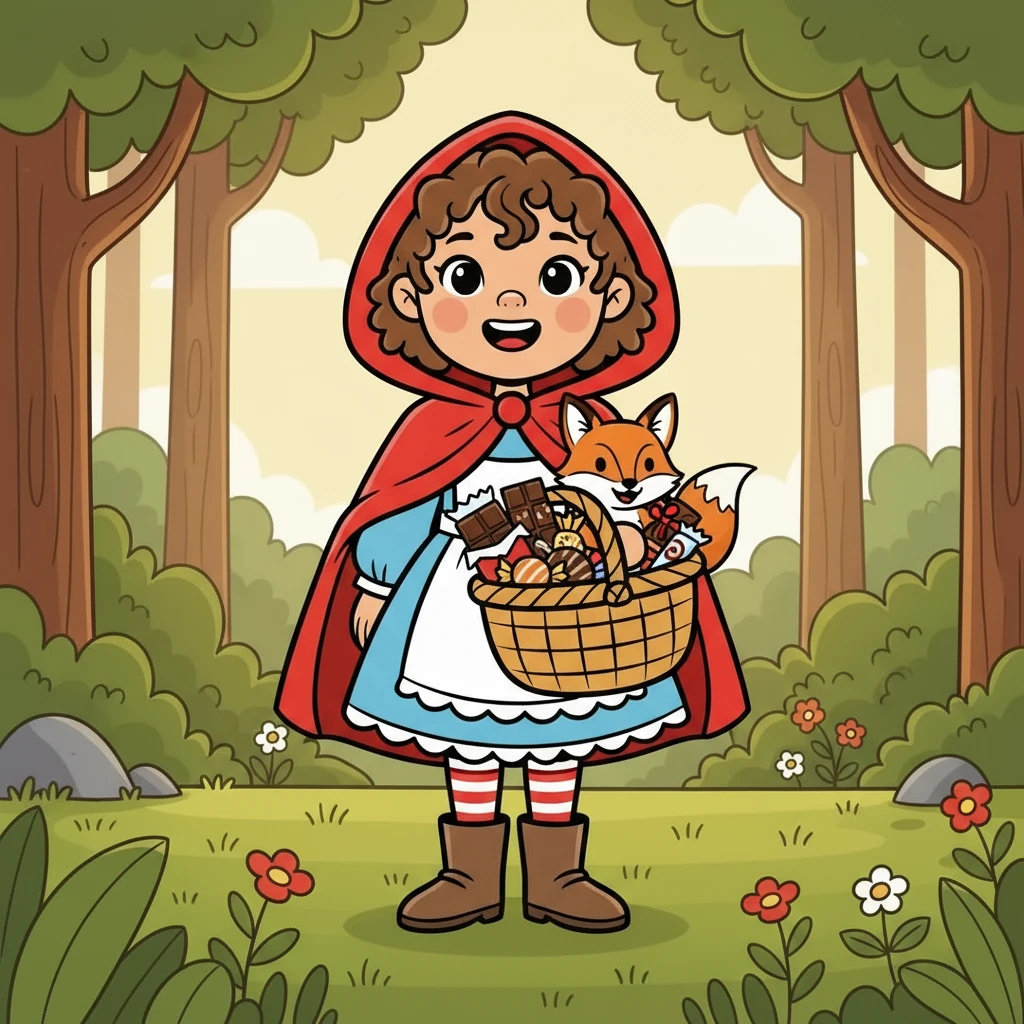 Lily smiled and asked, "What are you looking at?" Finley, gathering his courage, whispered, "I smell something sweet…" Lily opened her basket, revealing the chocolate Grandma had made.